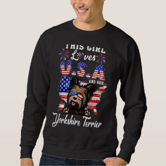 Sweatshirt Cette Fille Aime Usa Son Chien 4 juillet Yorkshire