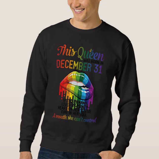 Sweatshirt Cette Reine Née Le 31 Déc Odie Amour Bouche De Coe (Devant)