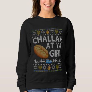 Sweatshirt Challah Sur Ya Girl Ugly Hanoukka Sweater Dreidel