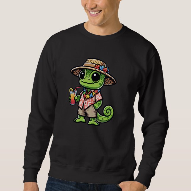Sweatshirt Chameleon Hawaii Reptile voilé drôle été (Devant)