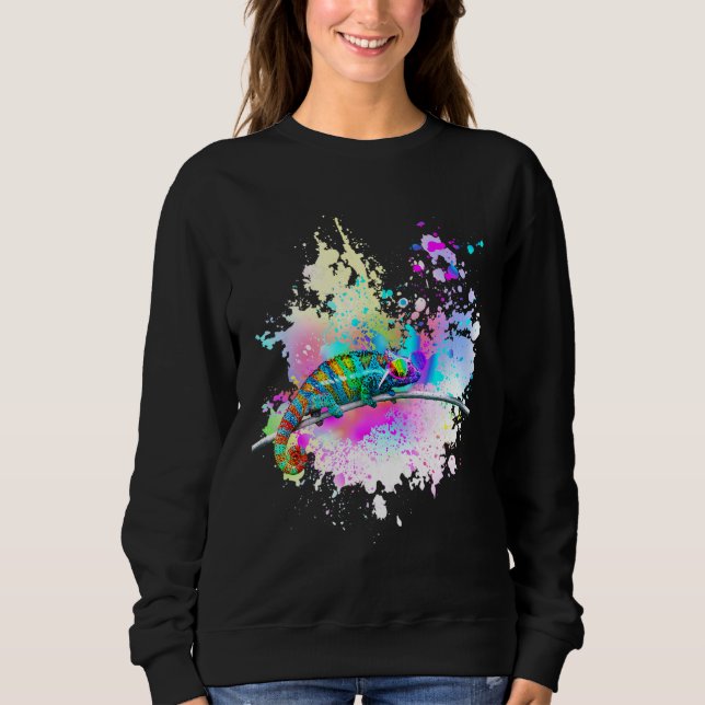 Sweatshirt Chameleon Lizard Arc-en-ciel Lunettes d'amour du c (Devant)