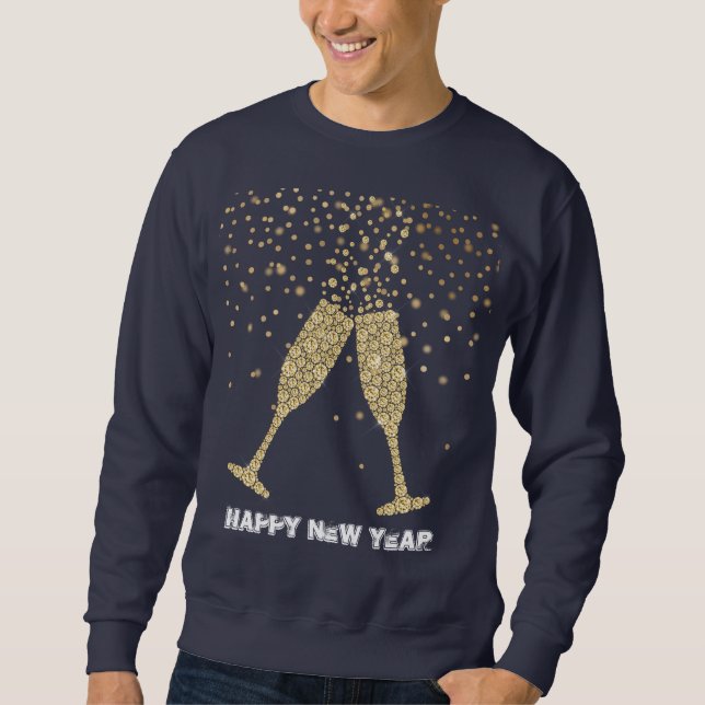 Sweatshirt Champagne Gold Sparkle Nouvel An   (Devant)