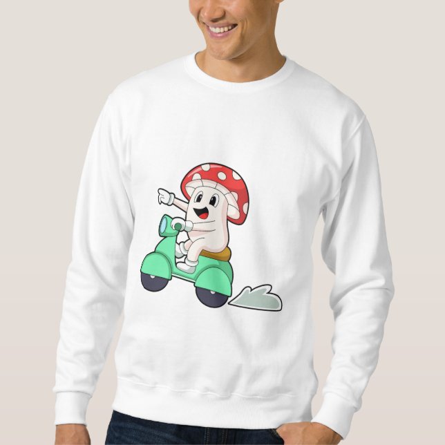 Sweatshirt Champignon comme motard avec Scooter.PNG (Devant)