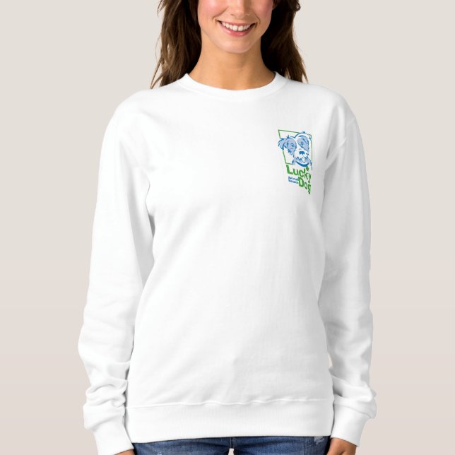 Sweatshirt chanceux du chien des femmes (Devant)