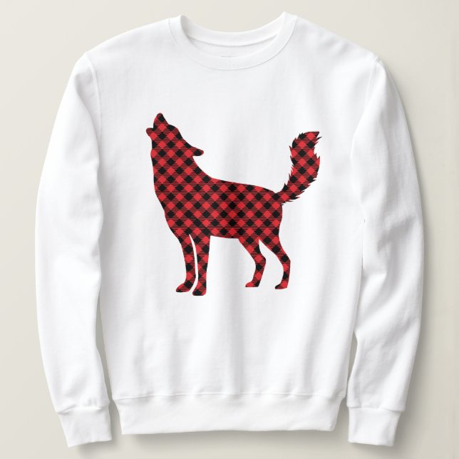 Sweatshirt Chandail animal en bois de Noël, Loup rouge (Design devant)
