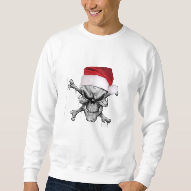 Sweatshirt Chandail de crâne de Noël du père noël (Devant)