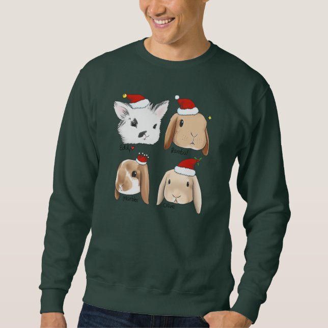 Sweatshirt Chandail de Noël de groupe de lapin (Devant)