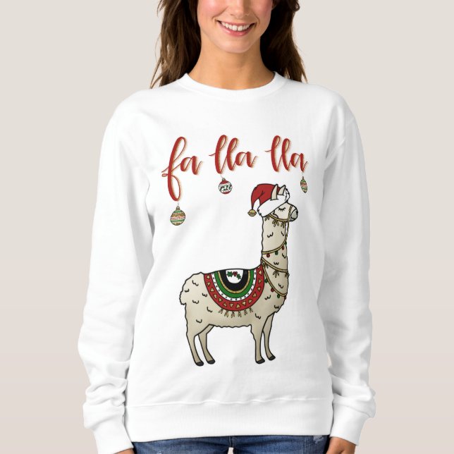 Sweatshirt Chandail de Noël de lama de fa Lla Lla (Devant)