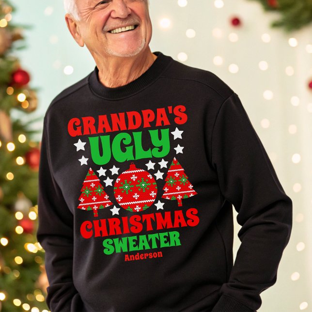 Sweatshirt Chandail de Noël moche de grand-père personnalisé (Créateur téléchargé)