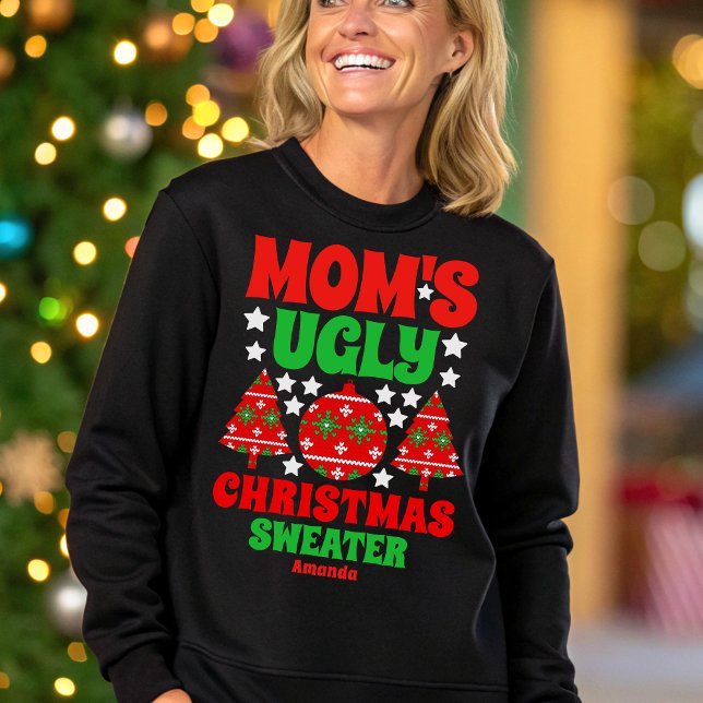 Sweatshirt Chandail de Noël moche de maman personnalisée (Créateur téléchargé)