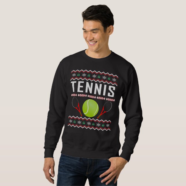 Sweatshirt Chandail de Noël moche de tennis (Devant entier)