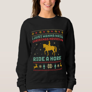 Sweatshirt Chandail de Noël moche drôle Cheval Horseriing