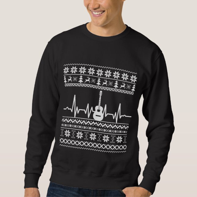 Sweatshirt chandail de noël moche guitare acoustique (Devant)