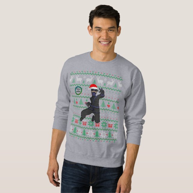Sweatshirt Chandail de Noël Ninja Ugly (Devant entier)