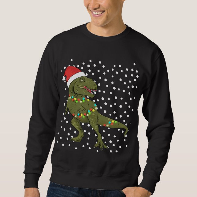 Sweatshirt Chandail de Noël Père Noël T-Rex Dinosaur (Devant)