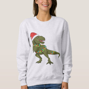 Sweatshirt Chandail de Noël Père Noël T-Rex Dinosaur