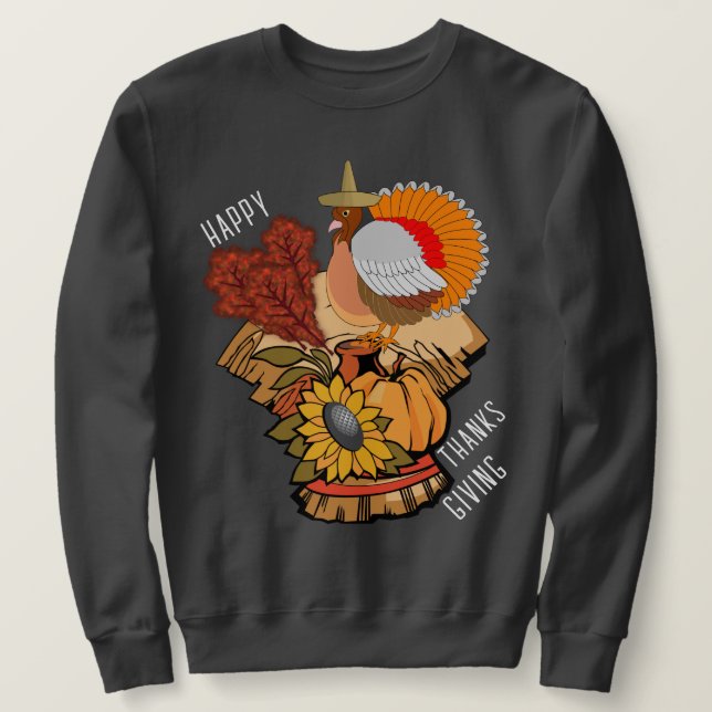 Sweatshirt Chandail de vacances bon thanksgiving Turquie Pèle (Design devant)