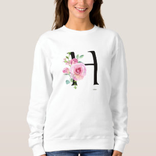 Sweatshirt Chandail Élégant Fleur Monogramme H Rose Rose