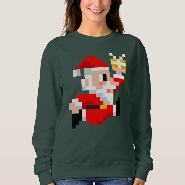Sweatshirt Chandail laid à 8 bits de Noël du père noël des (Devant)