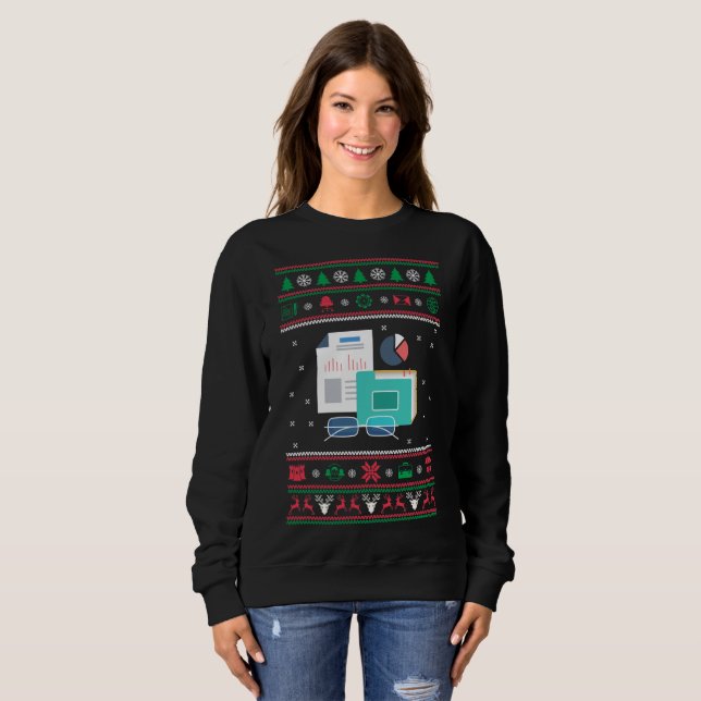 Sweatshirt Chandail laid de comptabilité de Noël (Devant entier)