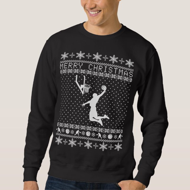 Sweatshirt Chandail laid de Noël de basket-ball (Devant)