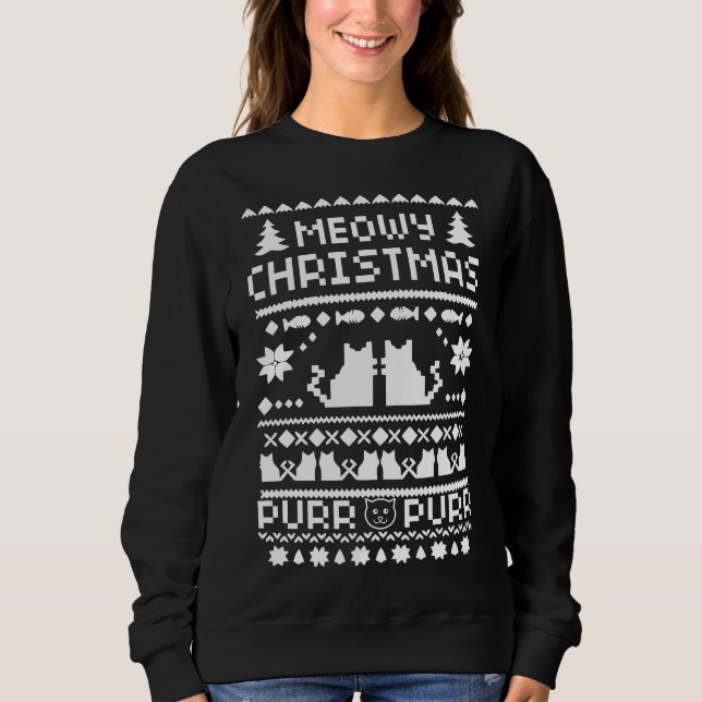 Sweatshirt Chandail laid de Noël de chat de Noël de Meowy des (Devant)