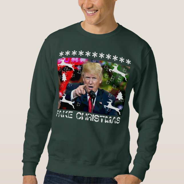 Sweatshirt Chandail laid de Noël de Donald Trump de faux Noël (Devant)