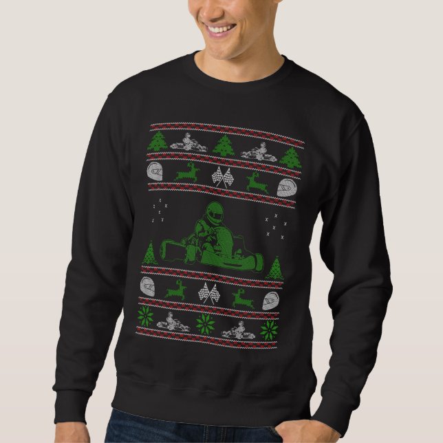 Sweatshirt Chandail laid de Noël de Karting (Devant)