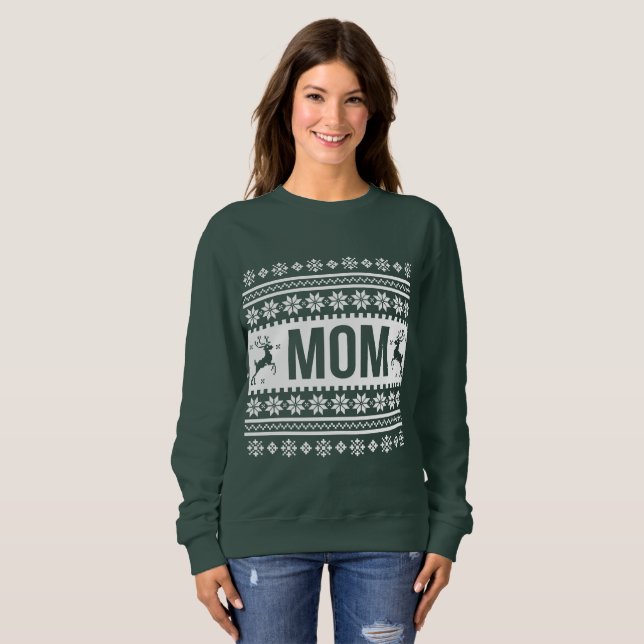Sweatshirt Chandail laid de Noël de maman (Devant entier)