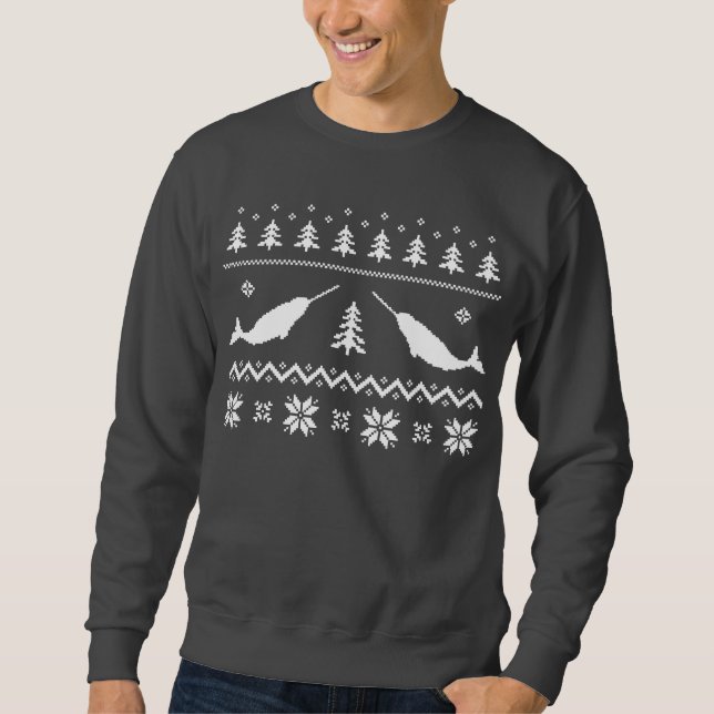 Sweatshirt Chandail laid de Noël de Narwhal (Devant)