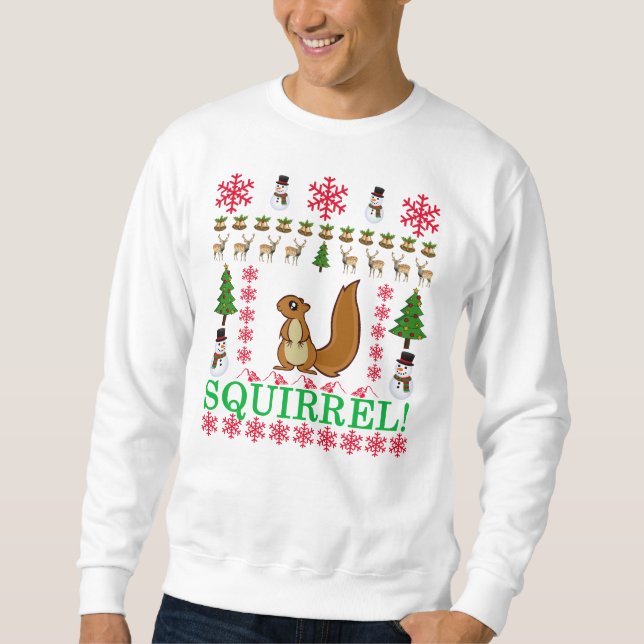 Sweatshirt chandail laid de Noël d'écureuil. .png (Devant)