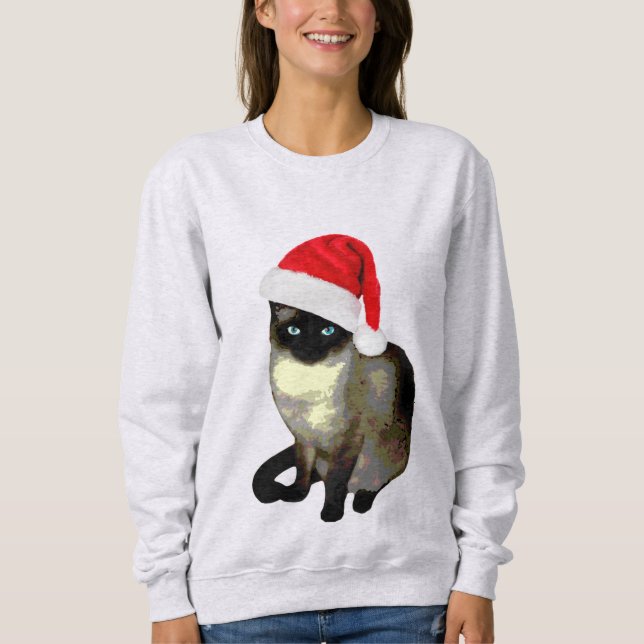 Sweatshirt Chandail laid mignon de Noël de chat siamois pour (Devant)