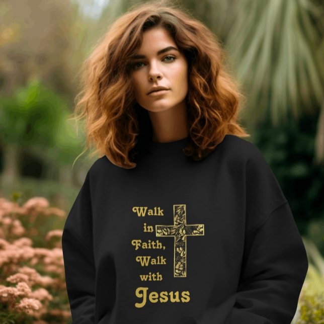 Sweatshirt Chandail Marche dans la foi, marche avec Jésus (Walk in Faith, Walk with Jesus Sweatshirt)