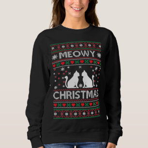 Sweatshirt Chandail moche Noël Meowy avec Chats