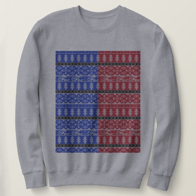Sweatshirt Chandail noir et blanc de renard de Noël (Design devant)