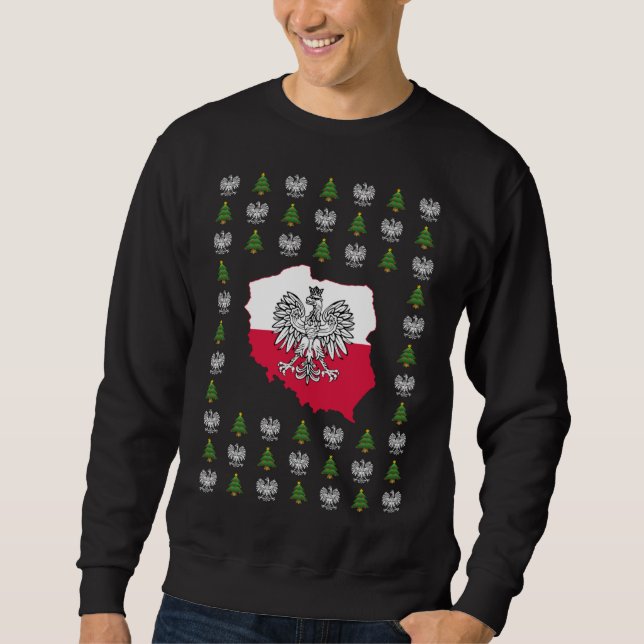 Sweatshirt Chandail polonais de Noël moche (Devant)