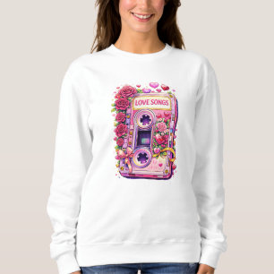 Sweatshirt Chansons d'amour Cassette Rétro – Fleurs Romantiqu