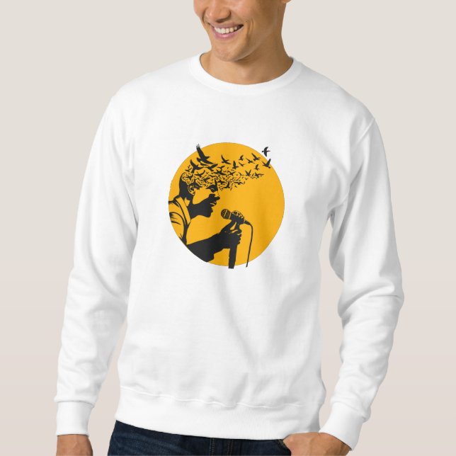 Sweatshirt Chanteur Silhouette aux oiseaux (Devant)