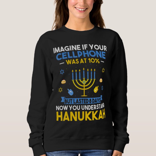 Sweatshirt Chanukah Cellphone Menorah Hanukkah Ugly Hanukkah  (Devant)