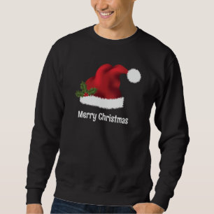 Sweatshirt Chapeau de Père Noël rouge avec houx de Noël et te