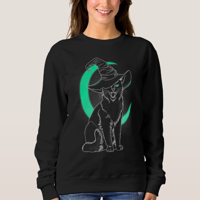 Sweatshirt Chapeau de sorcière de chaton effrayant Halloween  (Devant)