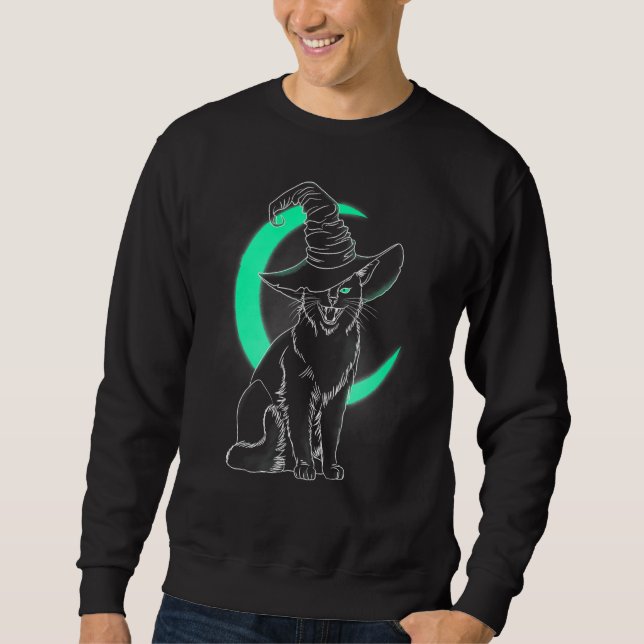 Sweatshirt Chapeau de sorcière de chaton effrayant Halloween  (Devant)