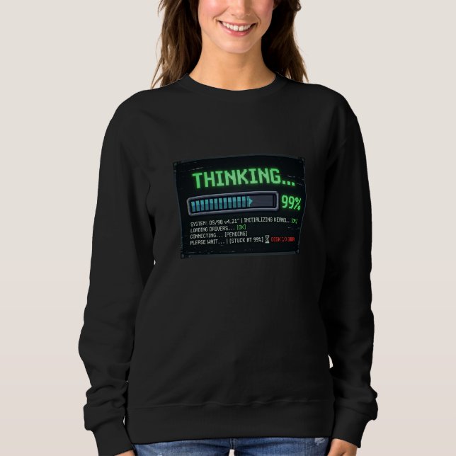 Sweatshirt Chargement à 99 % drôle ordinateur rétro D (Devant)