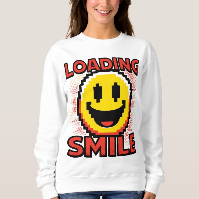 Sweatshirt Chargement de Smile – Rétro Pixel Art Smiley 8-Bit (Devant)