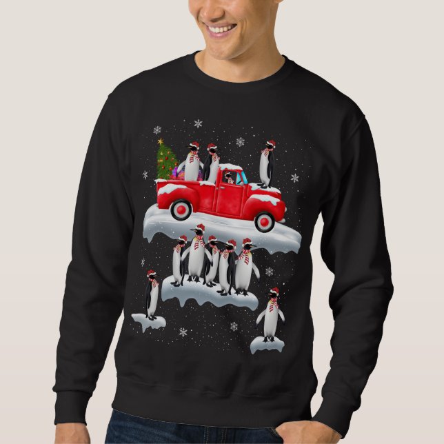 Sweatshirt Chariot rouge de Penguins Camion Santa Hat Penguin (Devant)