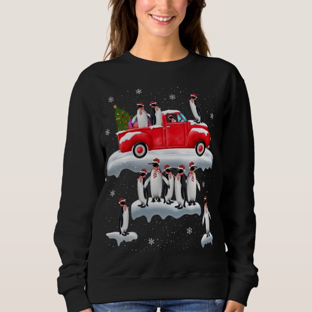 Sweatshirt Chariot rouge de Penguins Camion Santa Hat Penguin (Devant)