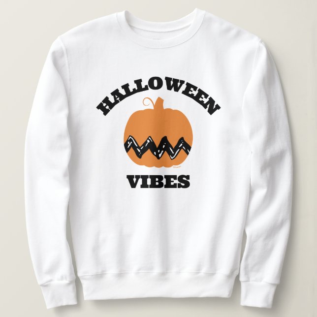 Sweatshirt Charlie Brown Orange Citrouille | Vibes d'Hallowee (Design devant)