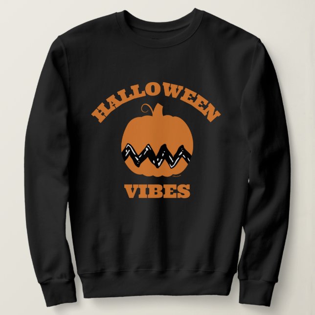 Sweatshirt Charlie Brown Orange Citrouille | Vibes d'Hallowee (Design devant)
