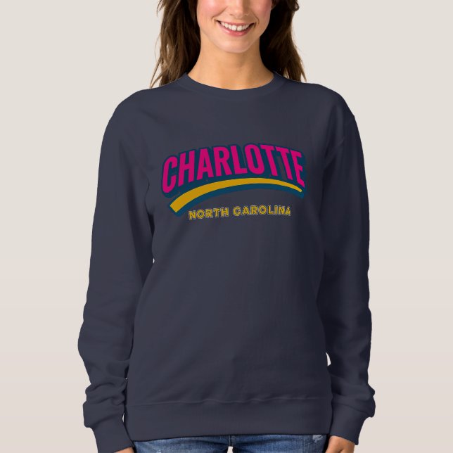 Sweatshirt Charlotte North Carolina Bold City Design - Retro (Devant)