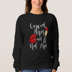 Sweatshirt Charmant Lèvres Rouges Levure Courbée Hauteurs Et